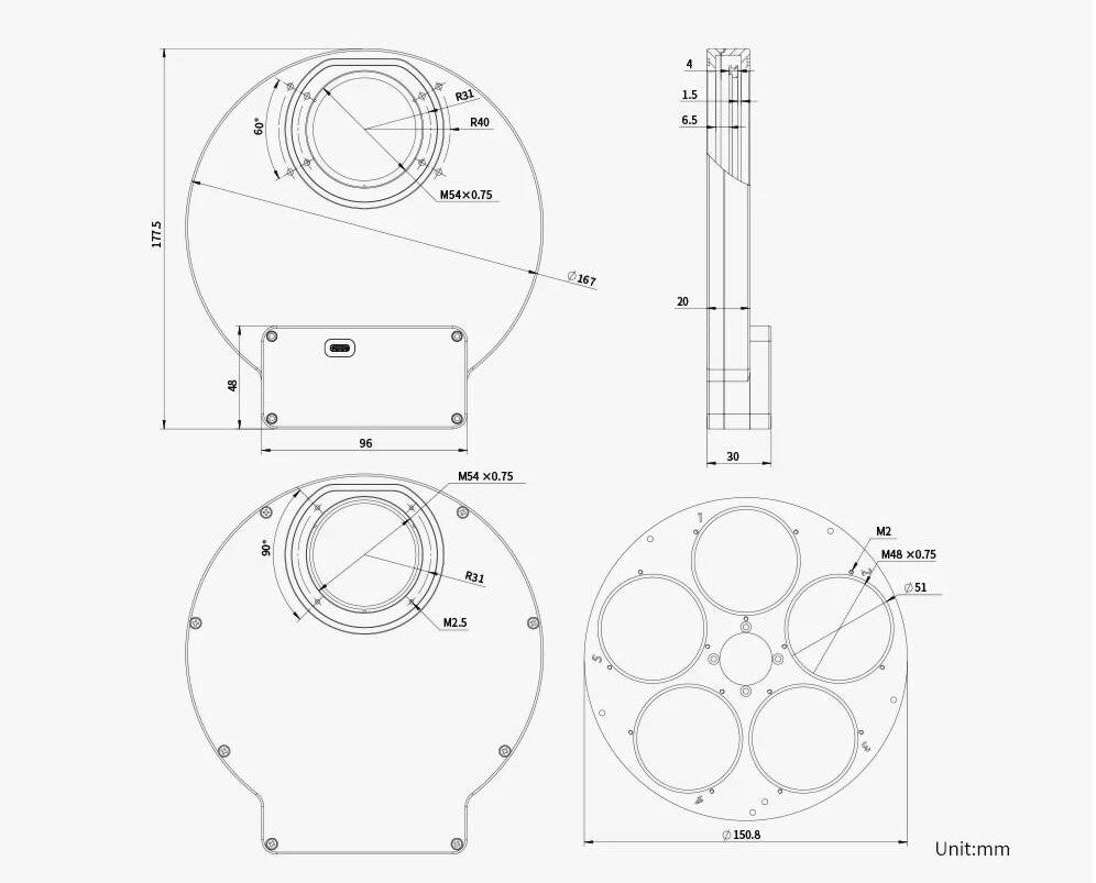 ZWO Motorisiertes Filterrad 5 x 2"