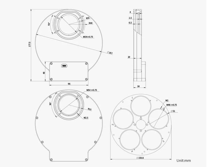 ZWO Motorisiertes Filterrad 5 x 2"