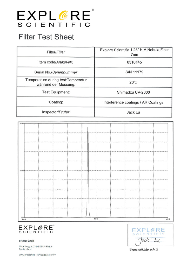 Explore Scientific Ha 7nm Filter - 1,25"
